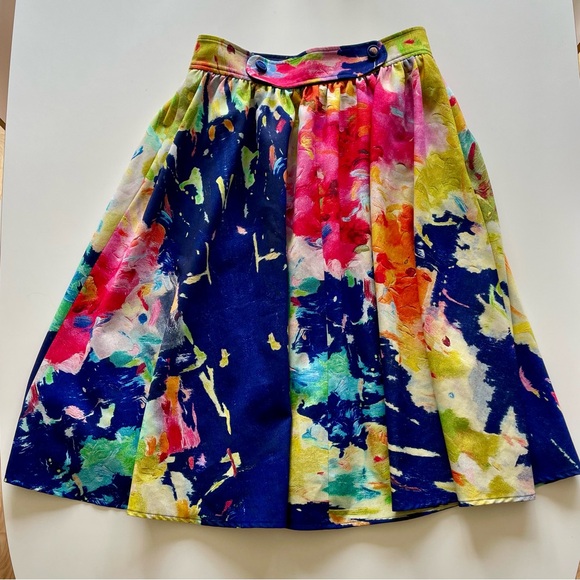 Anthropologie Dresses & Skirts - Anthropologie Troubadour Fauvism Abstract Watercolor Midi Skirt - Size 8-10